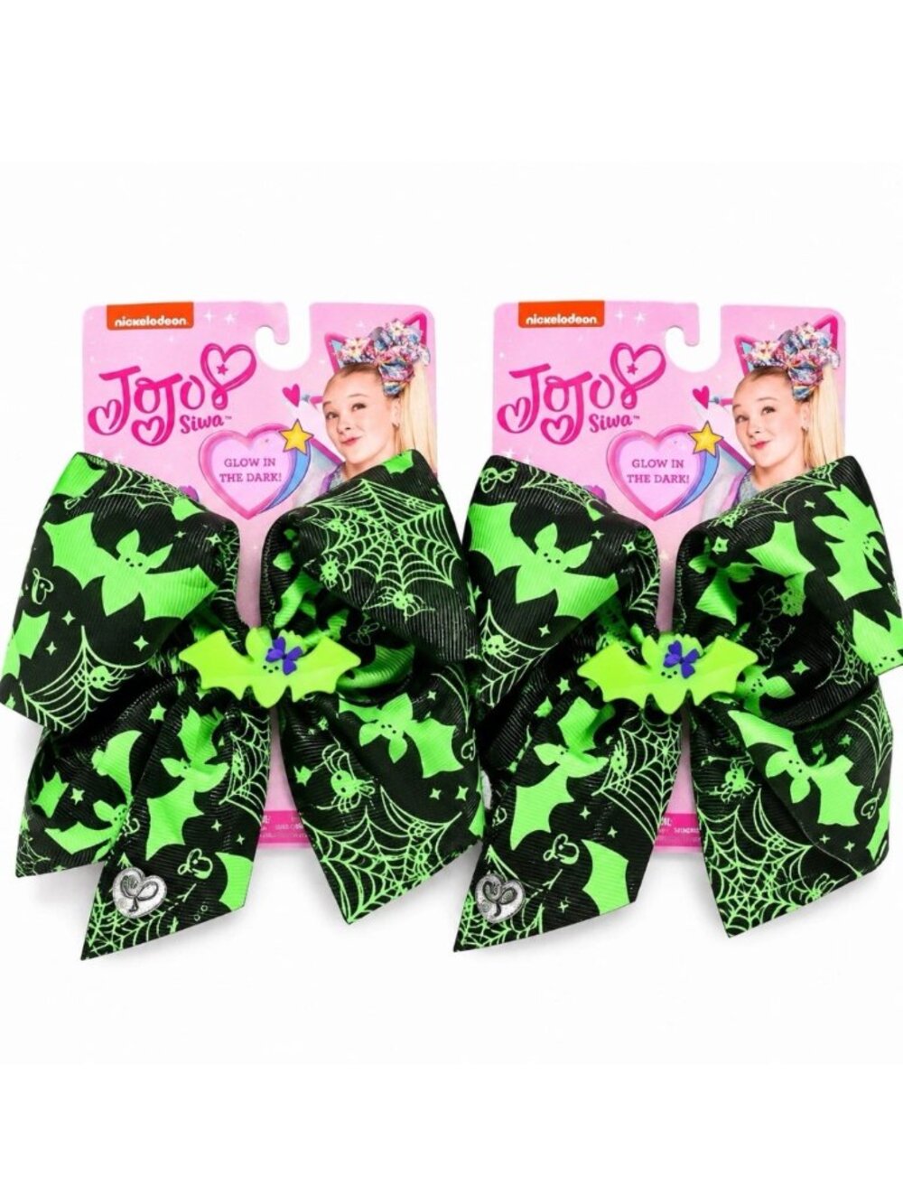 JoJo Siwa Halloween Hair Bows 2 Pack- Glow in the Dark Bats. NEW with tags